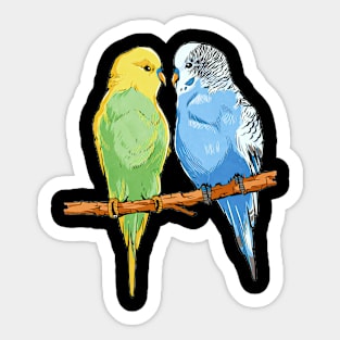 Budgie Bliss: Playful Birds Perch on This Vibrant T-Shirt Sticker